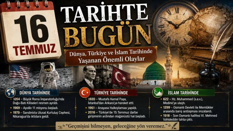 16 Temmuz Tarihte Bugün: Dünya, Türkiye ve İslam Tarihinde Yaşanan Önemli Olaylar!