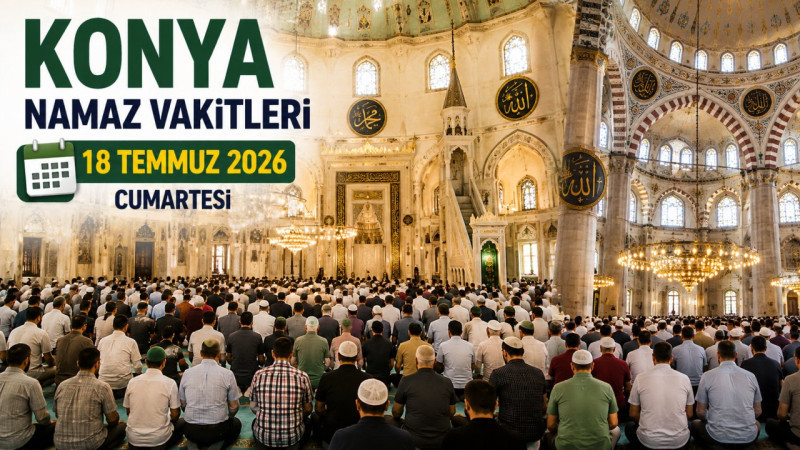 18 Temmuz 2026 Cumartesi günü Konya namaz vakitleri!